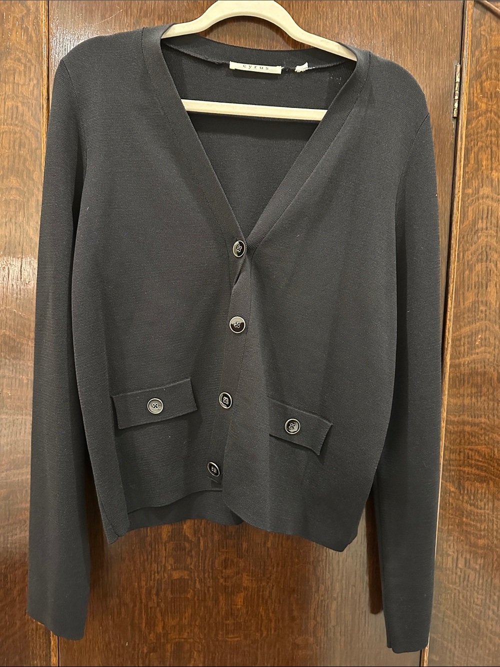 Cyrus Black V-Neck Button-Front Cardigan